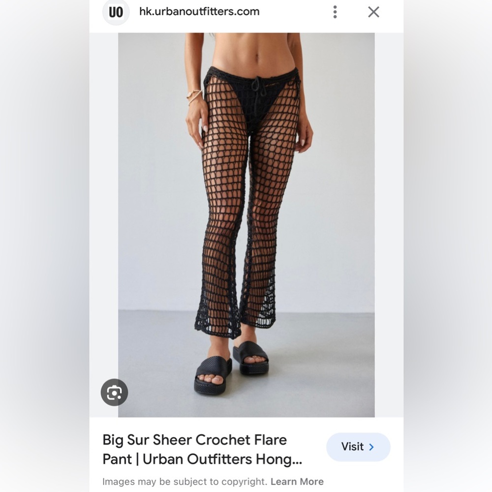 NWT Urban Outfitters Big Sur Sheer Crochet pant size small in black